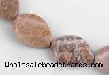 CFC47 15*20mm twisted teardrop coral fossil jasper beads