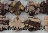 CFG1002 15.5 inches 16mm carved flower zebra jasper beads