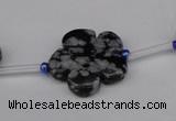 CFG1007 15.5 inches 20mm carved flower snowflake obsidian beads