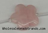 CFG1011 15.5 inches 30mm carved flower rose quartz beads