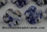 CFG1024 15.5 inches 16mm carved flower sodalite gemstone beads