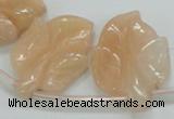 CFG14 15.5 inches 20*26mm carved leaf pink aventurine jade beads