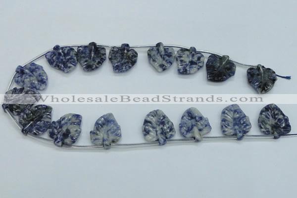 CFG15 15.5 inches 20*26mm carved leaf sodalite gemstone beads