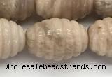 CFG1506 15.5 inches 15*20mm carved rice moonstone beads