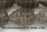 CFG1515 15.5 inches 15*20mm carved teardrop smoky quartz beads