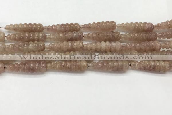 CFG1528 15.5 inches 10*35mm carved teardrop strawberry quartz beads