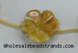 CFG17 15.5 inches 24mm carved flower yellow crazy lace agate beads