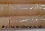 CFG212 15.5 inches 14*31mm carved column pink aventurine jade beads