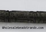 CFG223 15.5 inches 14*31mm carved column smoky quartz beads