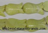 CFG241 15.5 inches 15*25mm carved flower lemon jade gemstone beads