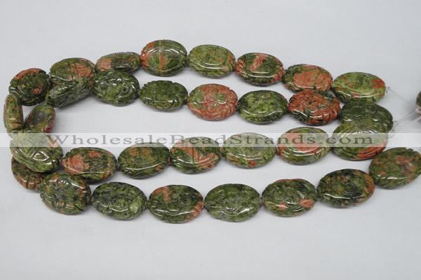 CFG248 15.5 inches 18*25mm carved oval unakite gemstone beads