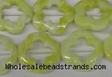 CFG257 15.5 inches 20mm carved flower lemon jade gemstone beads