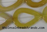 CFG266 15.5 inches 28*35mm carved teardrop yellow agate beads