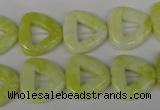 CFG275 15.5 inches 15*15mm carved triangle lemon jade beads