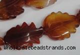 CFG279 15.5 inches 16*24mm carved leaf red agate beads