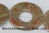 CFG282 15.5 inches 40*45mm carved oval unakite gemstone beads