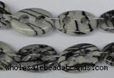 CFG293 15.5 inches 15*20mm carved oval black water jasper beads