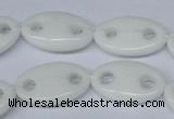 CFG298 15.5 inches 15*25mm carved oval white stone beads