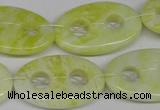 CFG308 15.5 inches 20*30mm carved oval lemon jade gemstone beads