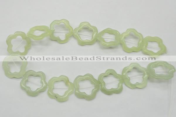 CFG36 15.5 inches 30mm carved flower green jade beads