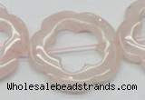 CFG42 15.5 inches 35mm carved flower rose quartz beads wholesale