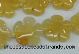 CFG457 15.5 inches 20mm carved flower yellow jade beads