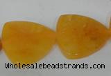 CFG527 15.5 inches 25*25mm carved triangle yellow aventurine beads