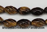 CFG53 15.5 inches 10*16mm carved rice yellow tiger eye gemstone beads