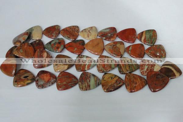 CFG533 15.5 inches 25*25mm carved triangle brecciated jasper beads