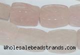 CFG546 15.5 inches 15*20mm carved brick rose quartz beads