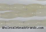 CFG551 15.5 inches 8*20mm carved rice white jade beads