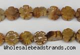 CFG69 15.5 inches 10mm carved flower yellow tiger eye gemstone beads