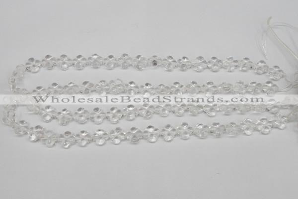 CFG75 15.5 inches 11*11mm carved flower white crystal beads