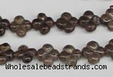 CFG76 15.5 inches 11*11mm carved flower smoky quartz beads