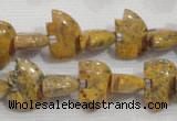 CFG775 15.5 inches 10*15mm carved animal leopard jasper beads