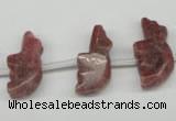 CFG856 Top-drilled 10*23mm carved animal rhodochrosite beads