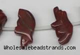 CFG857 Top-drilled 12*24mm carved animal red jasper beads