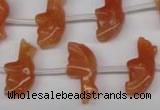 CFG858 Top-drilled 10*20mm carved animal red aventurine beads