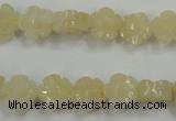 CFG880 15.5 inches 10mm carved flower yellow jade gemstone beads