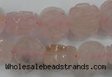 CFG890 15.5 inches 14mm carved flower rose quartz gemstone beads