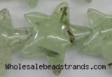 CFG919 15.5 inches 30*33mm carved star green rutilated quartz beads