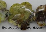 CFG936 32*33mm faceted & carved flower yellow & green opal beads