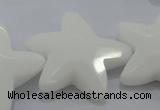 CFG969 15.5 inches 30*33mm faceted & carved star white porcelain beads