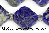 CFG998 15 inches 16mm - 17mm carved flower lapis lazuli beads