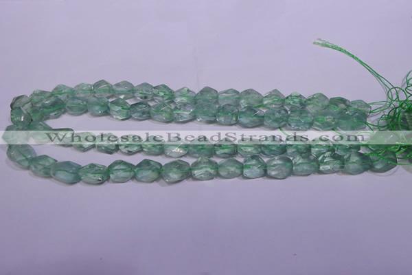 CFL1082 15 inches 9*12mm faceted nuggets green fluorite beads