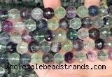 CLF1157 15.5 inches 10mm faceetd round fluorite gemstone beads