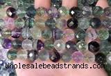 CLF1163 15.5 inches 10mm faceetd round fluorite gemstone beads