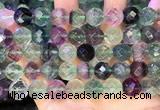 CLF1165 15.5 inches 14mm faceetd round fluorite gemstone beads