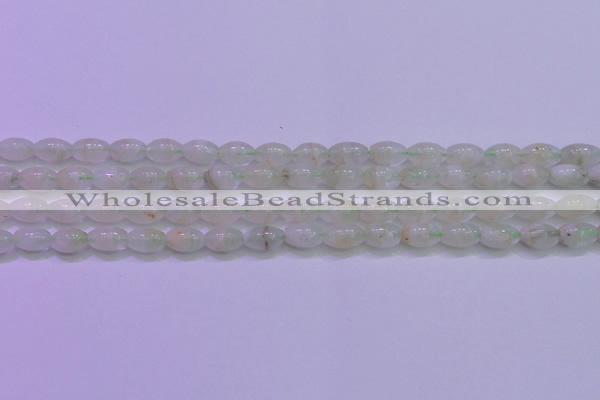 CFL1200 15.5 inches 6*10mm rice green fluorite gemstone beads