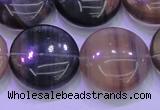 CFL1337 15.5 inches 20mm flat round purple fluorite gemstone beads